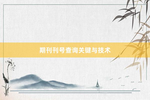 期刊刊号查询关键与技术